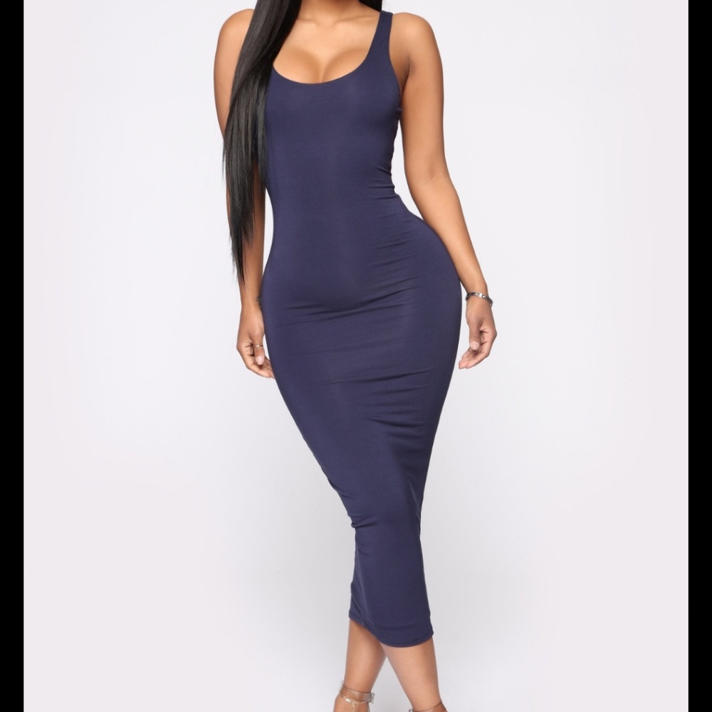Navy blue midi dress